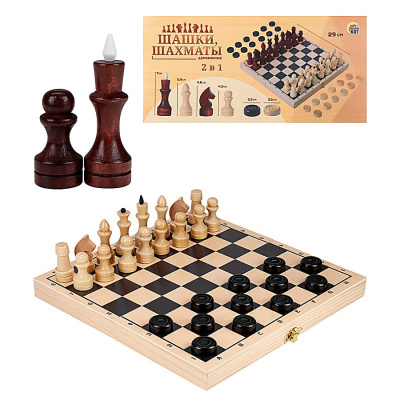 Шахматы Шашки набор малый 2 в 1 Рыжий кот ИН-8052 1